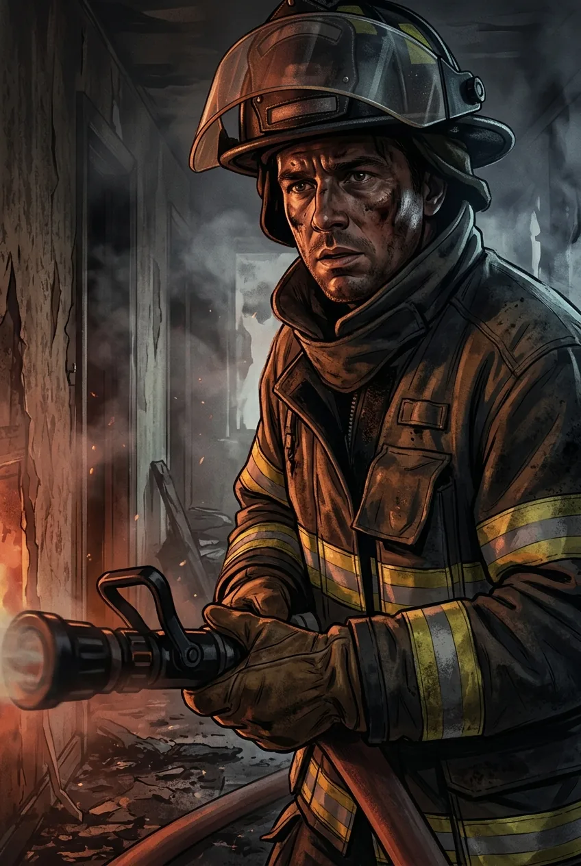 Illustration of Fifteen Years on the Front Lines in Fighting the Fire