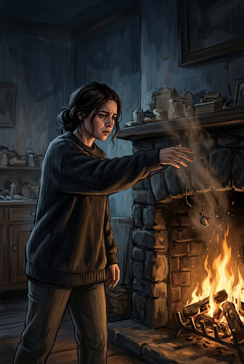 Illustration of Burning the Childhood Keepsake in I Love You More Than Life