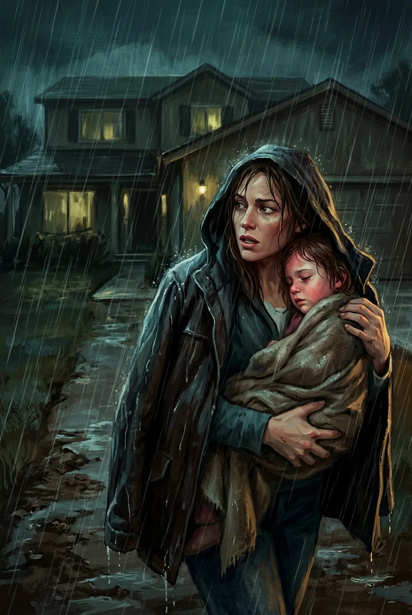 Illustration of Escaping the Toxic Household in Runaway Single Mom, Safe in His Arms