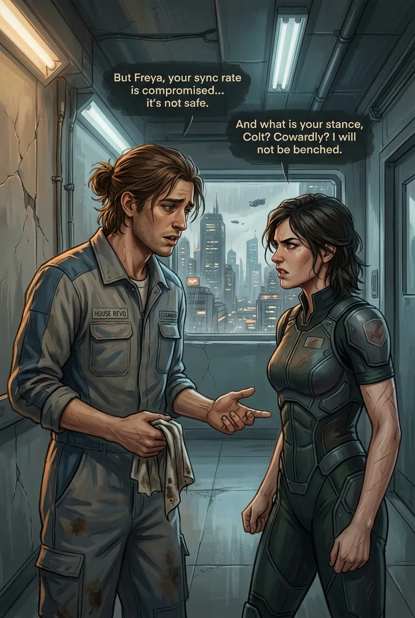 Illustration of Life as a Facility Cleaner in Tempest:The Last Mecha
